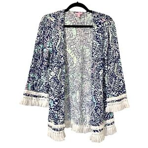 Lilly Pulitzer Move It Or Lose It Gigi Open Cover Up Topper Womens Small Fringe